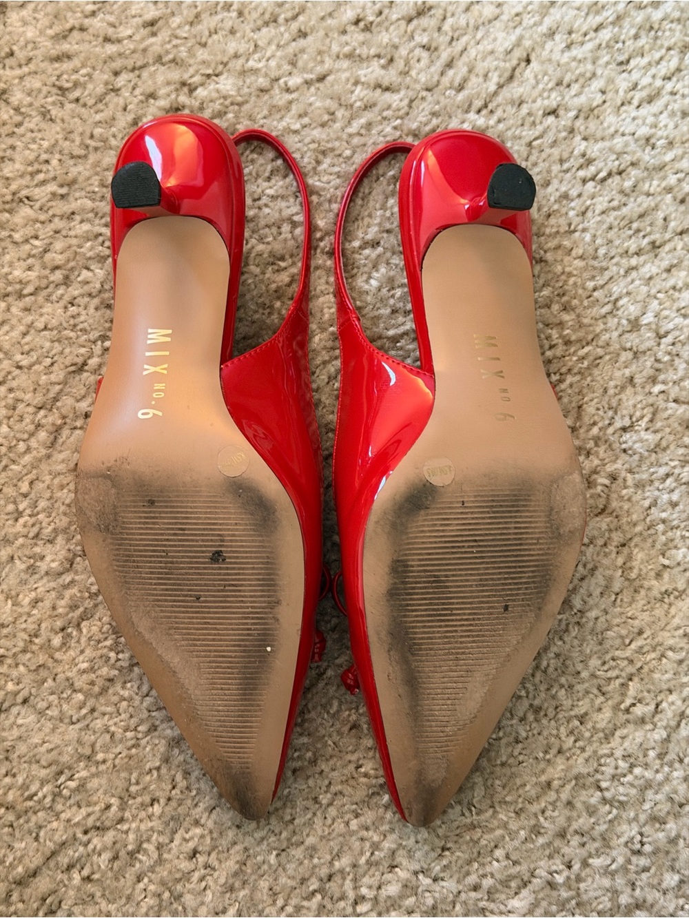 Mix No. 6 Red Patent Pointed Toe Slingback kitten heels with Bow - Picture 3 of 3